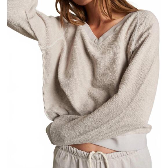 PERFECTWHITETEE Tops - NEW PERFECTWHITETEE zuri reverse fleece v neck sweatshirt in silver